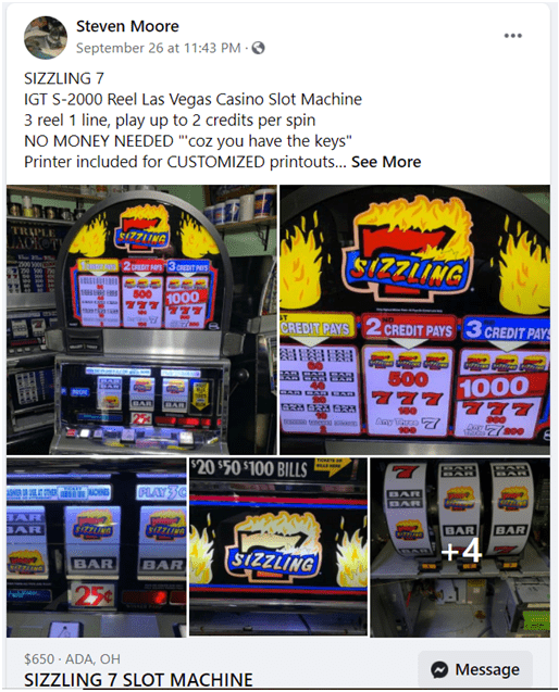 Pokies Machines on Sale on FB
