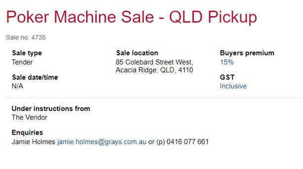 pokies machines for sale Qld